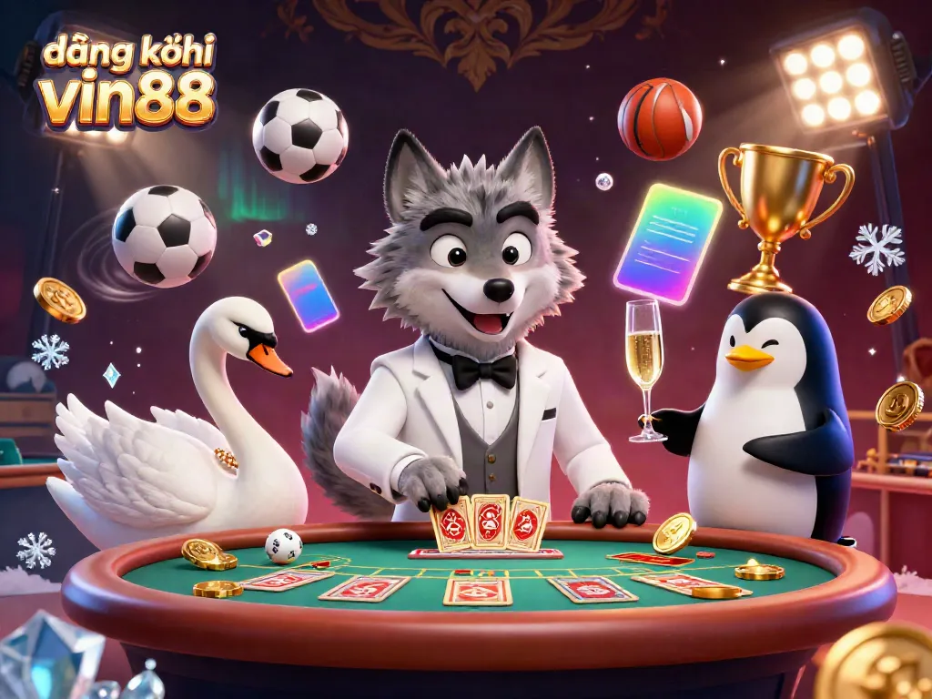 Experience the excitement of đăng ký vin88 with a fun and vibrant casino scene featuring dynamic characters and game elements.