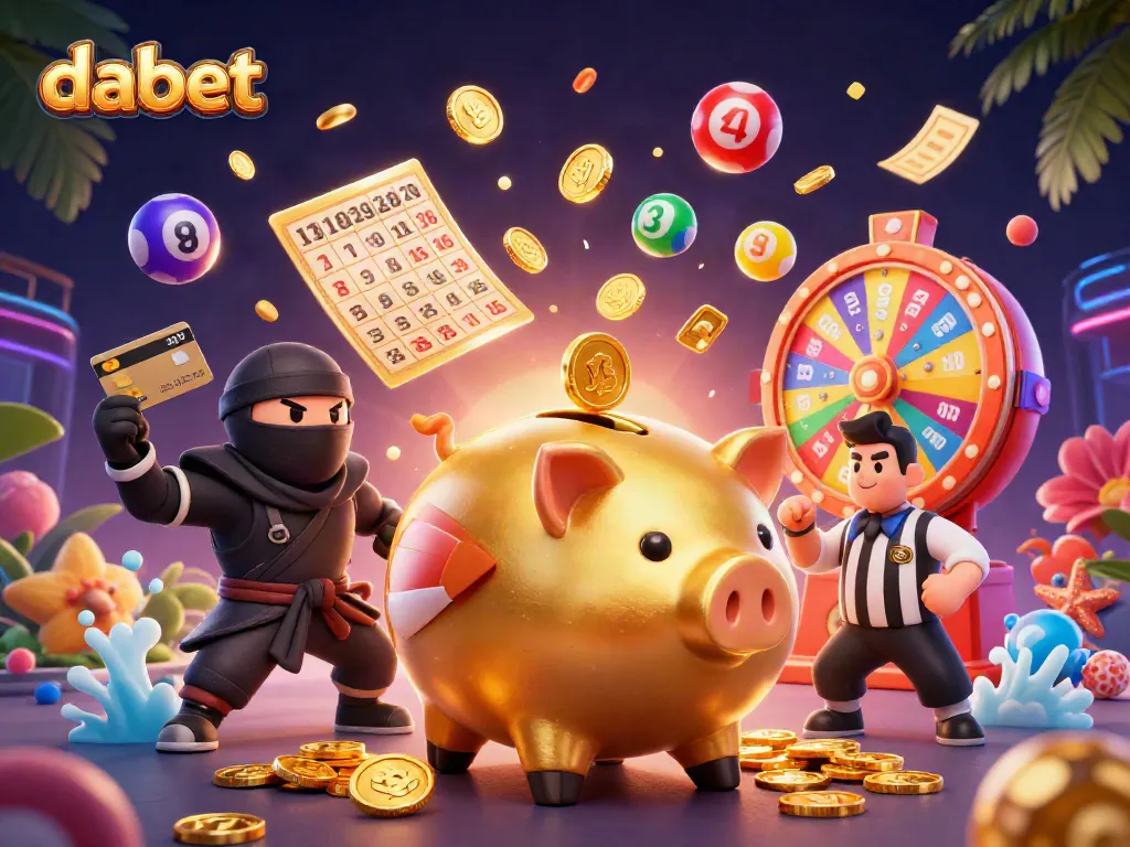 Engage with exciting dabet gaming experiences amidst vibrant slots and colorful lottery elements.