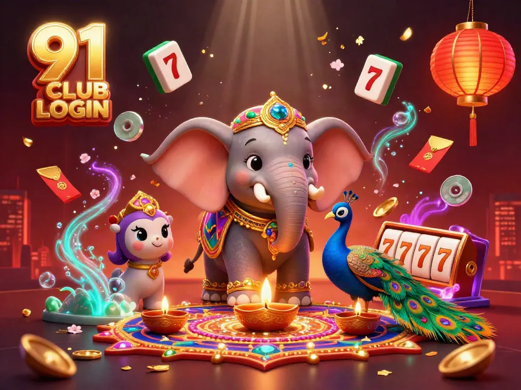 Engage in the enchanting 91 CLUB LOGIN experience with vibrant visuals of a casino-themed illustration.