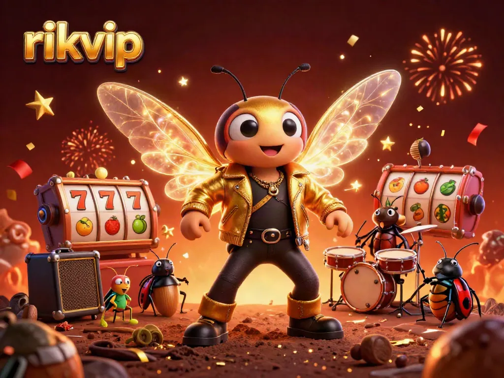 Experience dynamic gameplay at rikvip with a vibrant 3D illustration of a star-studded casino scene.