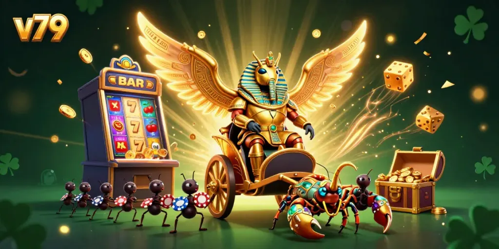 Experience the excitement of v79's gaming world with vibrant symbols and epic characters.