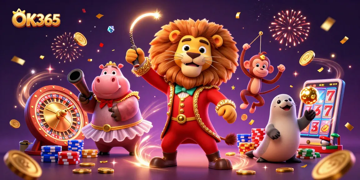Win big with OK365 at this vibrant, engaging casino-themed illustration.