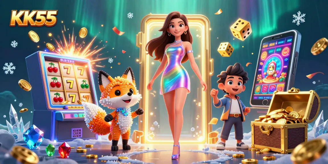 Engage in thrilling casino adventures at KK55, showcasing vibrant gaming elements and stunning visuals.
