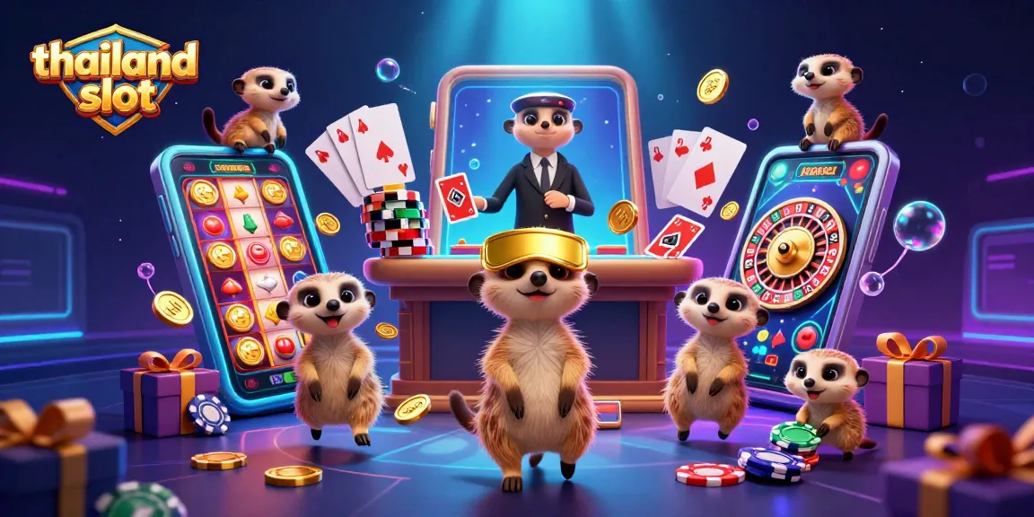 Experience thrilling action with thailand slot, as meerkats operate a vibrant casino scene.