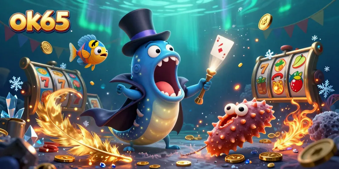 Engage with the magic of ok65 as a bioluminescent eel dazzles in a casino-themed spectacle.