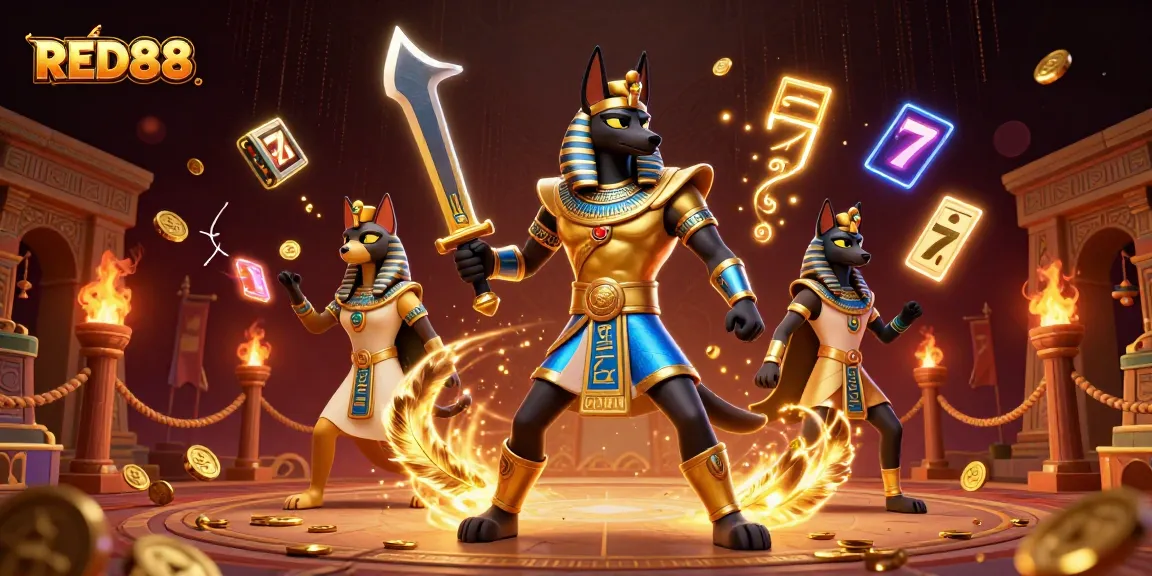 Experience the excitement of RED88's vibrant casino atmosphere with iconic slots and characters.