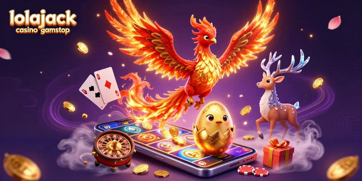 Experience the excitement of lolajack casino gamstop with a vibrant 3D illustration featuring dynamic game elements.