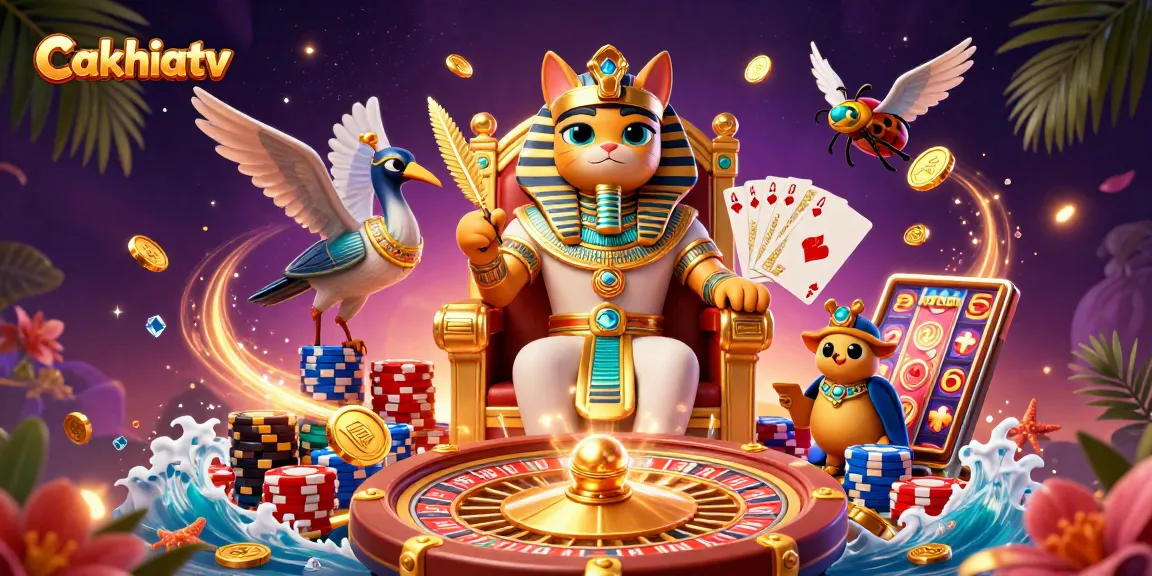 Cakhiatv brings excitement with a thrilling casino scene featuring a pharaoh cat and dynamic gambling elements.