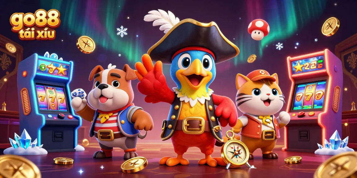 Experience the excitement of go88 tài xỉu with a 3D pirate-themed casino illustration showcasing vibrant game elements.