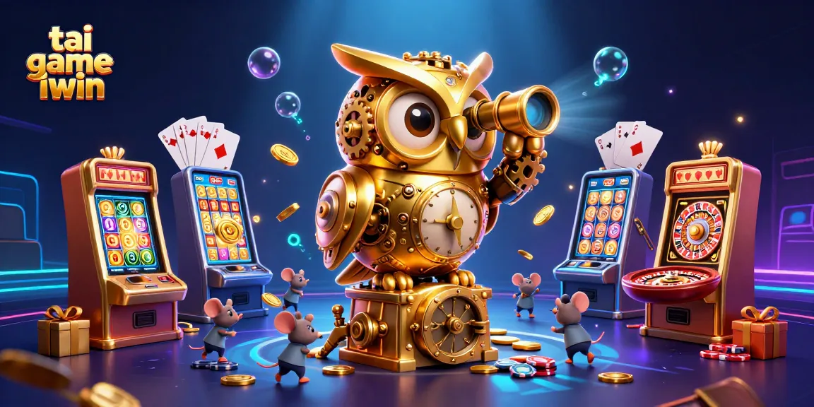 Experience thrill with tai game iwin in a vibrant 3D casino scene featuring a golden owl!