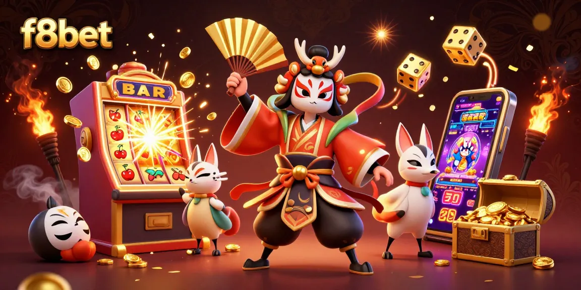 Experience the thrill of f8bet with kabuki warriors amid dazzling casino elements.