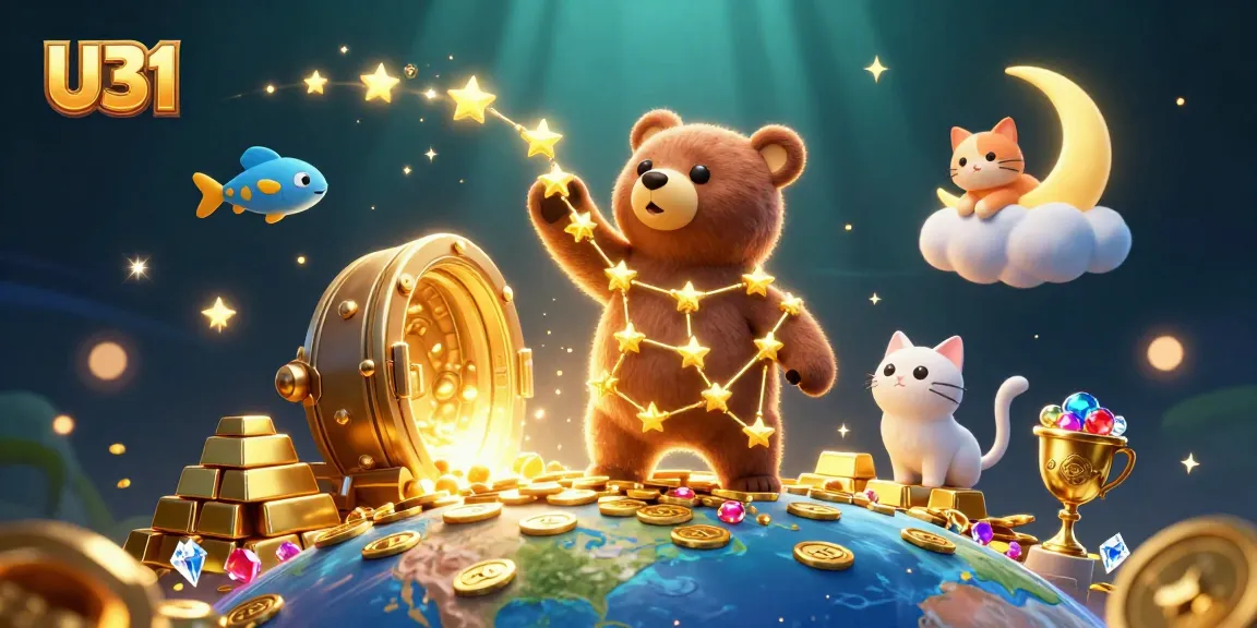 U31 players scoop up winnings from the golden treasure vault filled with jewels and coins.