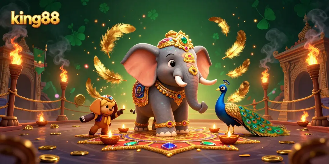 Embrace thrilling bets at king88 with vibrant 3D elephants and rich casino elements.